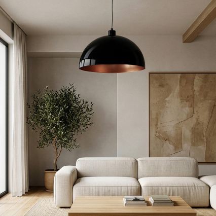 BRILAGI - LED-pendellampa med vajerupphängning METALO 1xE27/40W/230V Ø 60 cm svart/koppar