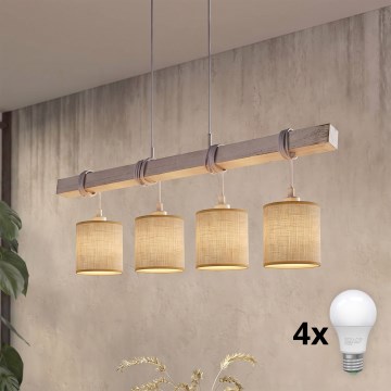 BRILAGI - LED-pendellampa NUBILA på kabel, 4xE27/60W/230V, grå/ljusbrun