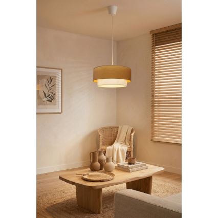 Brilagi - LED-pendellampa på kabel BOHO ECO 1xE27/10W/230V Ø 40 cm beige/krämvit