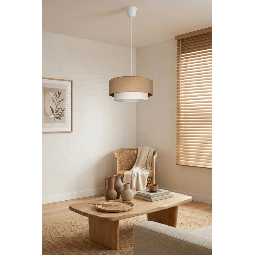 Brilagi - LED-pendellampa på kabel BOHO ECO 1xE27/10W/230V Ø 40 cm beige/krämvit