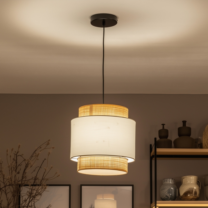 BRILAGI - LED-pendellampa på kabel CERIA 1xE27/40W/230V Ø 30 cm svart/beige/vit