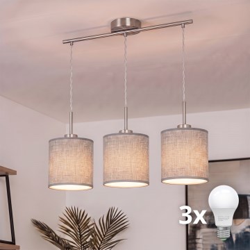 Brilagi - LED-pendellampa på kabel NUBILA 3xE27/60W/230V grå
