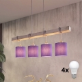 BRILAGI - LED-pendellampa på kabel NUBILA 4xE27/60W/230V grå/lila