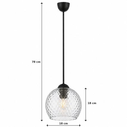 BRILAGI - LED-pendel på vajer RETRO GLASS 1xE27/60W/230V Ø 18 cm svart/rökgrå