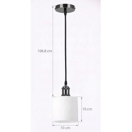 BRILAGI - LED-pendellampa på kabel RETRO GLASS 1xE27/60W/230V Ø 10 cm svart/vit