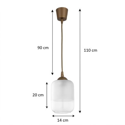 BRILAGI - LED-pendellampa på kabel RETRO GLASS 1xE27/60W/230V Ø 14 cm brun/vit