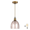 BRILAGI - LED-pendellampa på kabel RETRO GLASS 1xE27/60W/230V Ø 17 cm guld/rökbeige