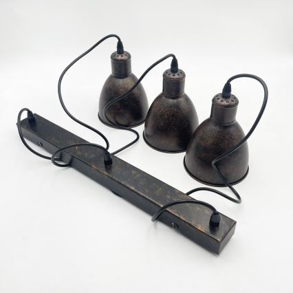 BRILAGI - LED-pendellampa på kabel RIDDY 3xE27/60W/230V koppar/patina