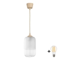 BRILAGI - LED-pendellampa på sladd RETRO GLASS 1xE27/60W/230V Ø 14 cm beige/vit