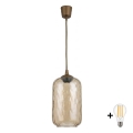 BRILAGI - LED-pendellampa på sladd RETRO GLASS 1xE27/60W/230V Ø 14 cm brun/rökbrun
