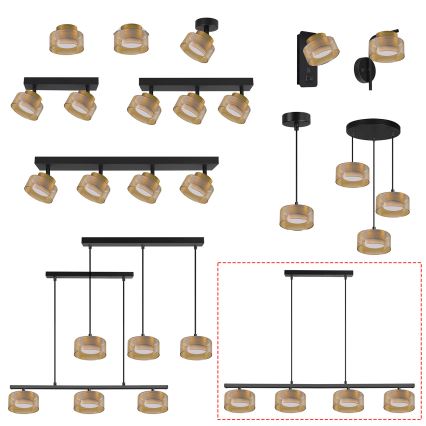 Brilagi - LED Pendellampa på vajer AURA LUX 4xGX53/30W/230V svart/guld