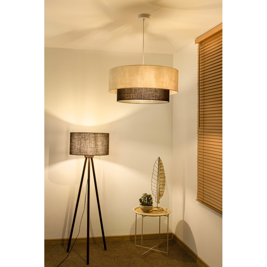 Brilagi - LED pendellampa på vajer BOHO STYLE 3xE27/15W/230V Ø 60 cm krämvit/brun