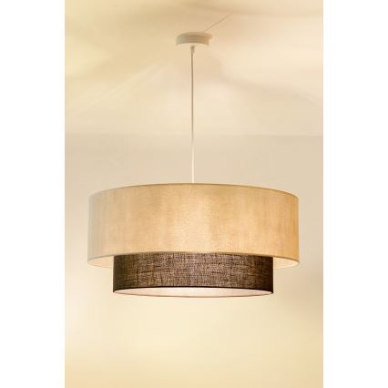 Brilagi - LED pendellampa på vajer BOHO STYLE 3xE27/15W/230V Ø 60 cm krämvit/brun