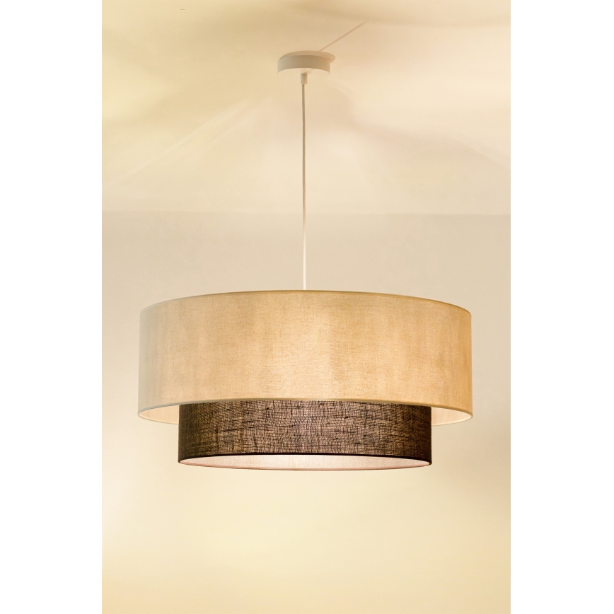 Brilagi - LED pendellampa på vajer BOHO STYLE 3xE27/15W/230V Ø 60 cm krämvit/brun