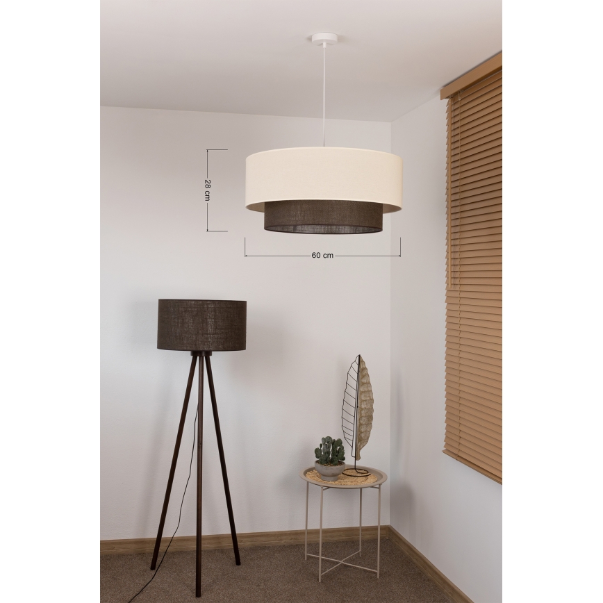 Brilagi - LED pendellampa på vajer BOHO STYLE 3xE27/15W/230V Ø 60 cm krämvit/brun