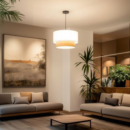 Brilagi - LED-pendellampa på vajer CERIA 1xE27/40W/230V Ø 50 cm vit/beige