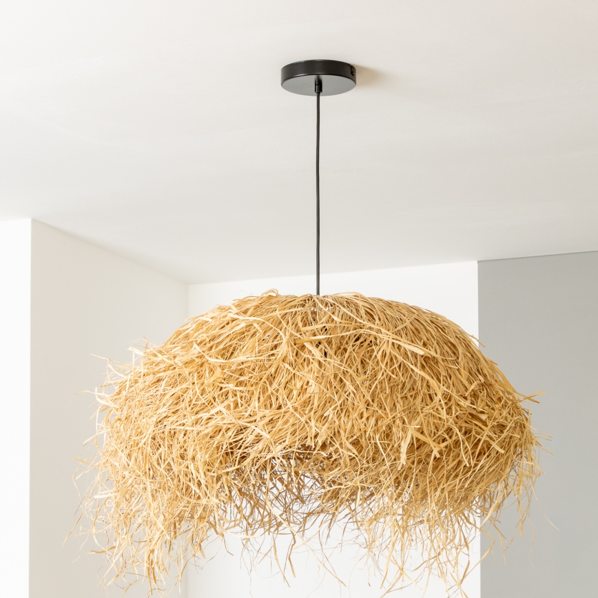Brilagi - LED-pendellampa på vajer CERIA BOHO 1xE27/40W/230V Ø 60 cm raffia