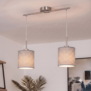 Brilagi - LED-pendellampa på vajer NUBILA 2xE27/60W/230V, grå