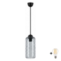 BRILAGI - LED-pendellampa på vajer RETRO GLASS 1xE27/60W/230V Ø 14 cm svart/rökgrå
