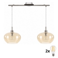 BRILAGI - LED-pendellampa på vajer RETRO GLASS 2xE27/60W/230V matt krom/rökbeige