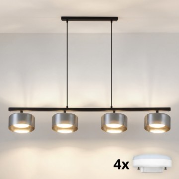 Brilagi - LED Pendlampa på vajer AURA LUX 4xGX53/30W/230V svart/rökt glas