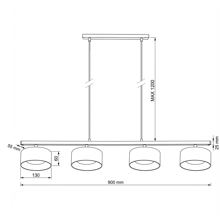 Brilagi - LED Pendlampa på vajer AURA LUX 4xGX53/30W/230V svart/rökt glas