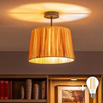 Brilagi - LED plafondlampa CERIA BOHO 1xE27/60W/230V pr. 30 cm svart/raffia