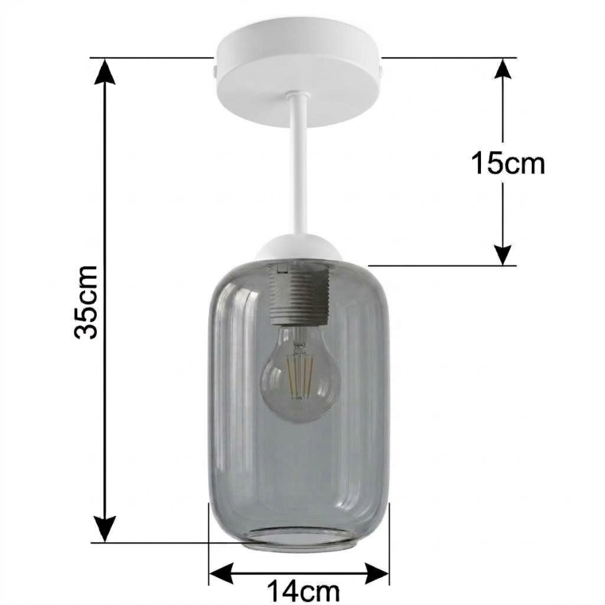 BRILAGI - LED påbyggd taklampa RETRO GLASS 1xE27/60W/230V Ø 14 cm vit/rökgrå