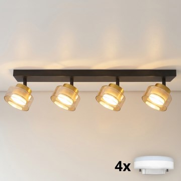 BRILAGI - LED RGB+CCT Dimbart spotlampa AURA LUX 4xGX53/14W/230V 2700-6500K Wi-Fi Tuya svart/guld