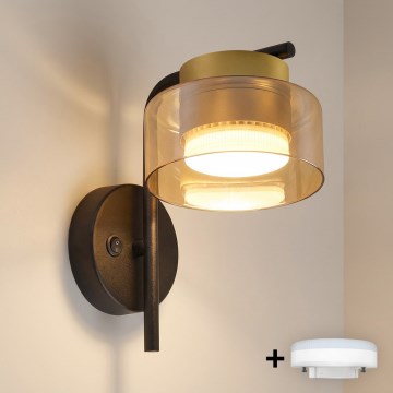 BRILAGI - LED RGB+CCT Dimmbar vägglampa AURA LUX 1xGX53/14W/230V 2700-6500K Wi-Fi Tuya svart/guld