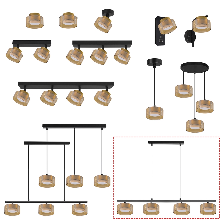 BRILAGI - LED RGB+CCT dimbar pendellampa på vajer AURA LUX 4xGX53/14W/230V 2700-6500K Wi-Fi Tuya svart/guld