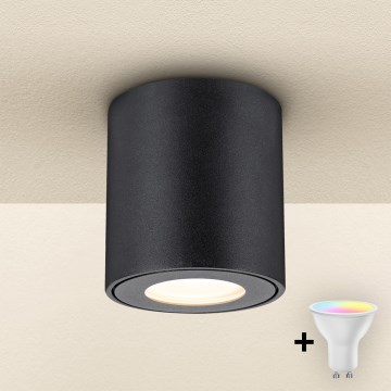 Brilagi - LED RGBW dimbar badrumsarmatur MIA 1xGU10/4,8W/230V 3000K 84x80 mm svart IP54 + fjärrkontroll