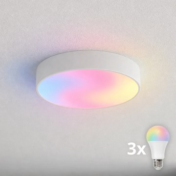 Brilagi - LED RGBW dimbar badrumstaklampa CLARE 3xE27/9W/230V 2700-6500K Ø 40 cm IP54 Wi-Fi vit