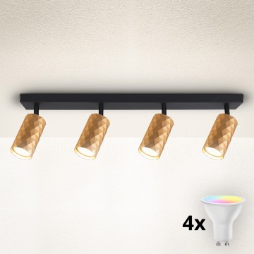 Brilagi - LED RGBW dimbar infälld spotlight SELE DIAMANT 4xGU10/4,8W/230V 3000K guldig + fjärrkontroll