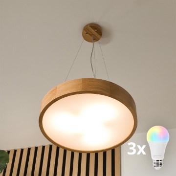 Brilagi - LED RGBW dimbar pendellampa med vajer CARVALHO 3xE27/15W/230V 2700-6500K Wi-Fi ek Ø 47,5 cm