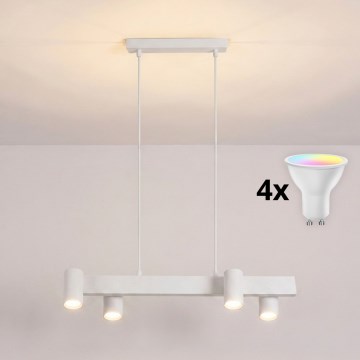 BRILAGI - LED RGBW dimbar pendellampa med vajer SELE 4xGU10/6,5W/230V 2700-6500K vit