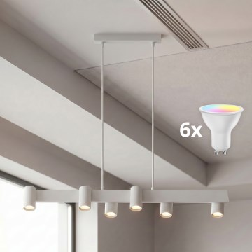 BRILAGI - LED RGBW dimbar pendellampa med vajer SELE 6xGU10/6,5W/230V 2700-6500K vit + fjärrkontroll
