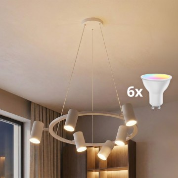 BRILAGI - LED RGBW dimbar pendellampa med wire SELE 6xGU10/6,5W/230V 2700-6500K vit + fjärrkontroll