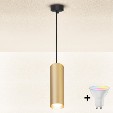 Brilagi - LED RGBW dimbar pendellampa på kabel SELE 1xGU10/6W/230V 3000K svart/guld + fjärrkontroll