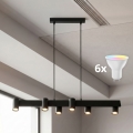 BRILAGI - LED RGBW dimbar pendellampa SELE 6xGU10/6,5W/230V 2700-6500K svart + fjärrkontroll