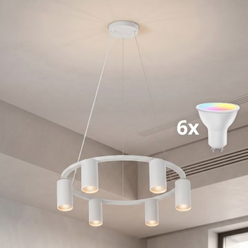 BRILAGI - LED RGBW dimbar pendellampa SELE 6xGU10/6,5W/230V 2700-6500K vit + fjärrkontroll
