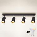 Brilagi - LED RGBW dimbar spotarmatur SELE 4xGU10/4,8W/230V 3000K svart/guld + fjärrkontroll