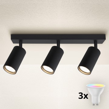 Brilagi - LED RGBW dimbar spotarmatur SELE MODERN 3xGU10/4,8W/230V 3000K svart + fjärrkontroll