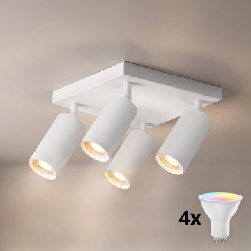 BRILAGI - LED RGBW dimbar spotarmatur SELE SQUARE 4xGU10/6,5W/230V 2700-6500K vit