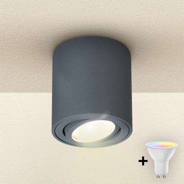 Brilagi - LED RGBW dimbar spotlampa MIA 1xGU10/4,8W/230V 3000K 84x80 mm antracit + fjärrkontroll