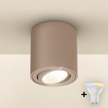 Brilagi - LED RGBW dimbar spotlampa MIA 1xGU10/4,8W/230V 3000K 84x80 mm beige + fjärrkontroll