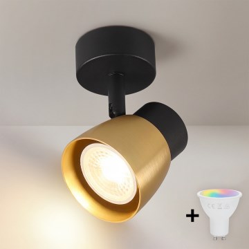 Brilagi - LED RGBW dimbar spotlampa NUGGET 1xGU10/4,8W/230V svart/guld