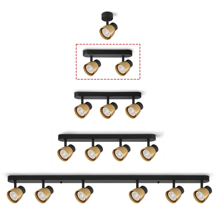 Brilagi - LED RGBW dimbar spotlampa NUGGET 2xGU10/6W/230V 2700-6500K Wi-Fi svart/guld