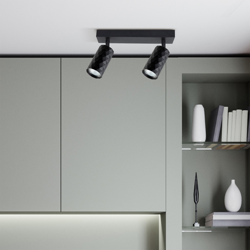 Brilagi - LED RGBW Dimbart spotlight SELE DIAMANT 2xGU10/6W/230V 3000K svart + fjärrkontroll