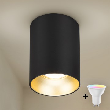 Brilagi - LED RGBW dimbar spotlampa TRINE 1xGU10/4,8W/230V 3000K svart/guld + fjärrkontroll